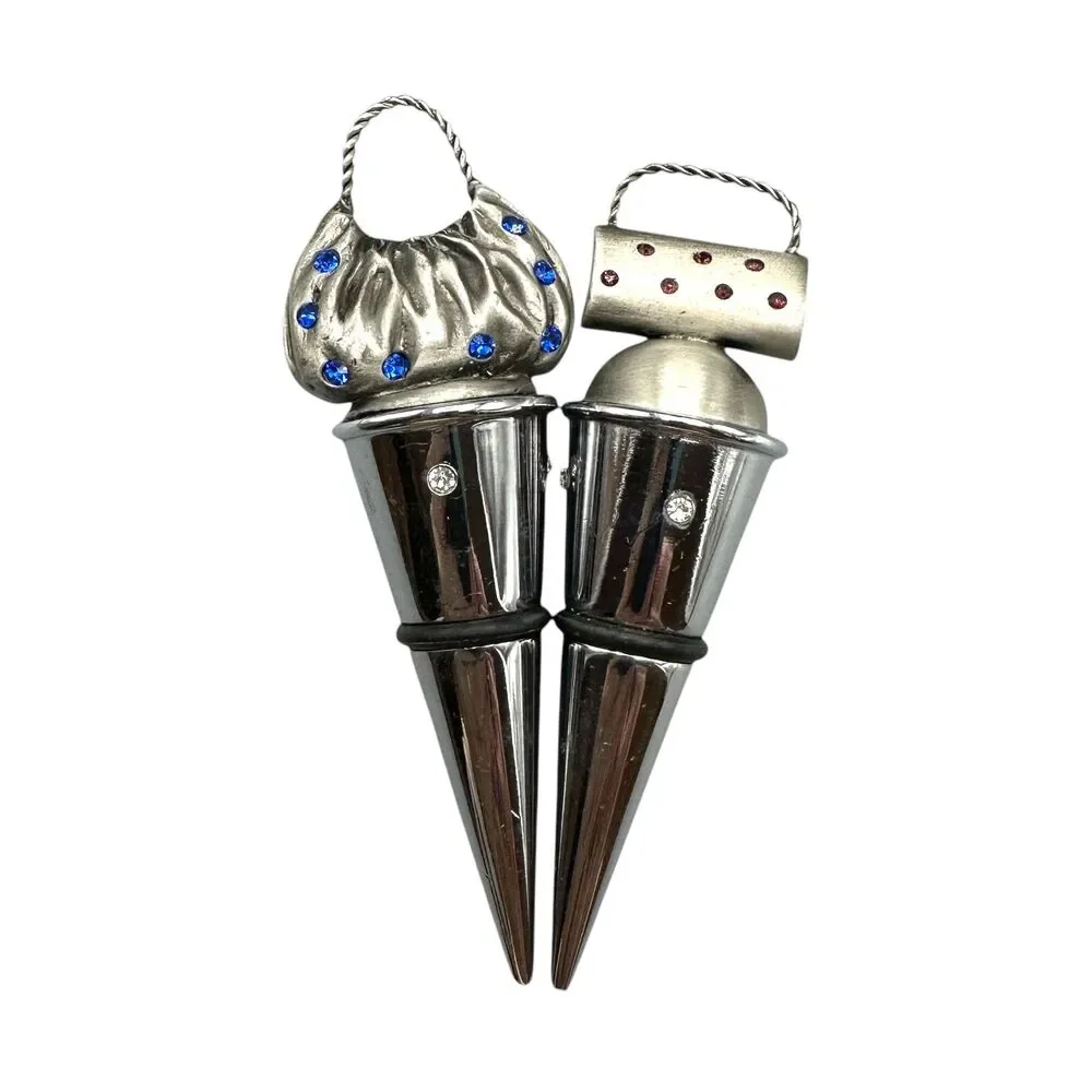 Stainless Fashion Handbag Wine Stoppers with Colored Stone‎ Accents